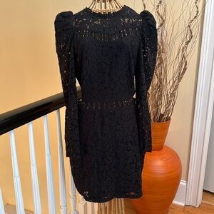 Express Black Lace Long-Sleeve Mini Dress